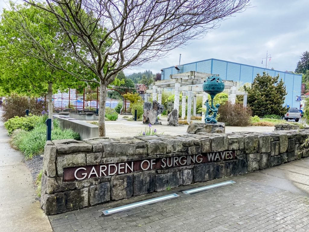 Entrance to the Garden of Surging Waves in Astoria, Oregon.