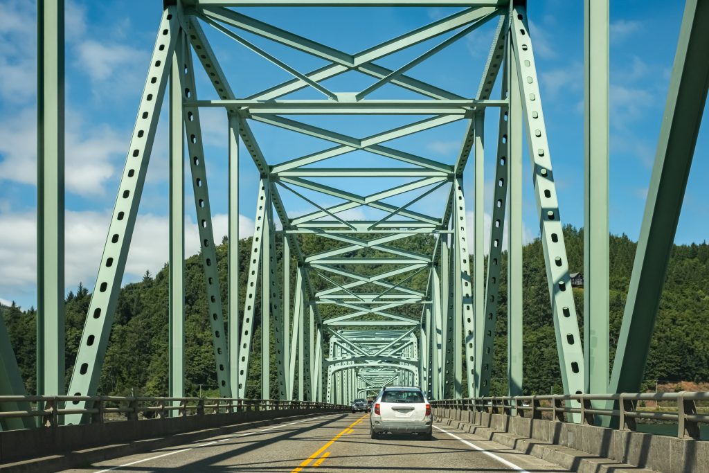 Driver's POV crossing the Astoria-Megler Bridge.