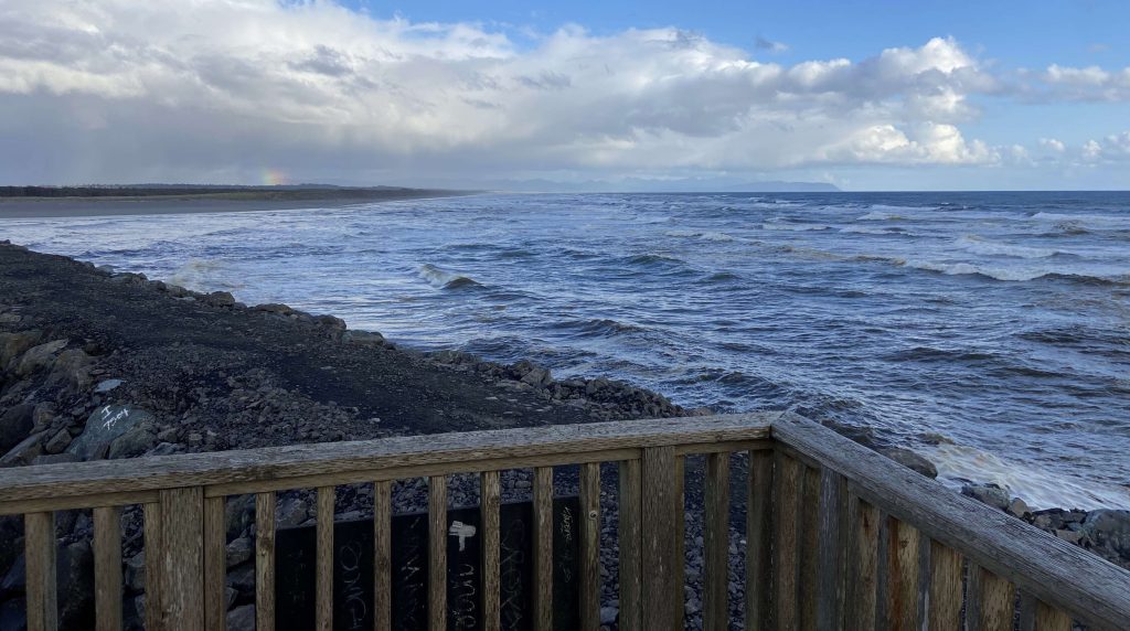 View of the Columbia River Bar and Pacific Ocean from the jetty at Fort Stevens.